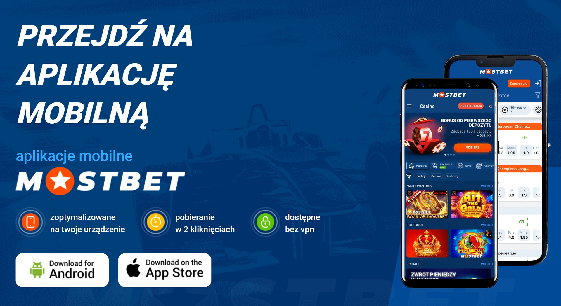 Mobilna aplikacja Mostbet Casino dostępna na Android i iOS